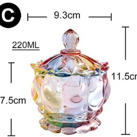 Free People 7oz Crystal Clear Glass Royal Embossed Apothecary Jar With Lids - Picture 4 of 5